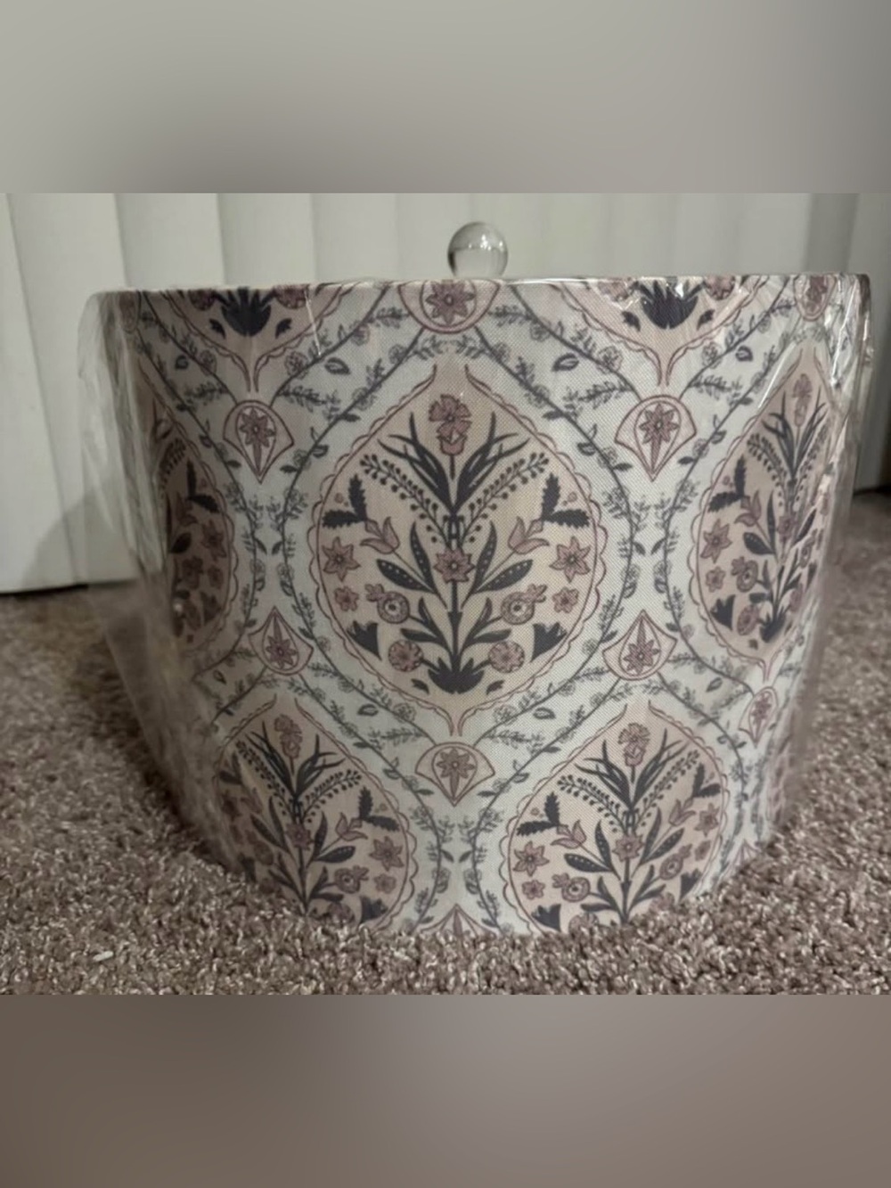 Floral Medallion Drum Lampshade - Blush and Gray